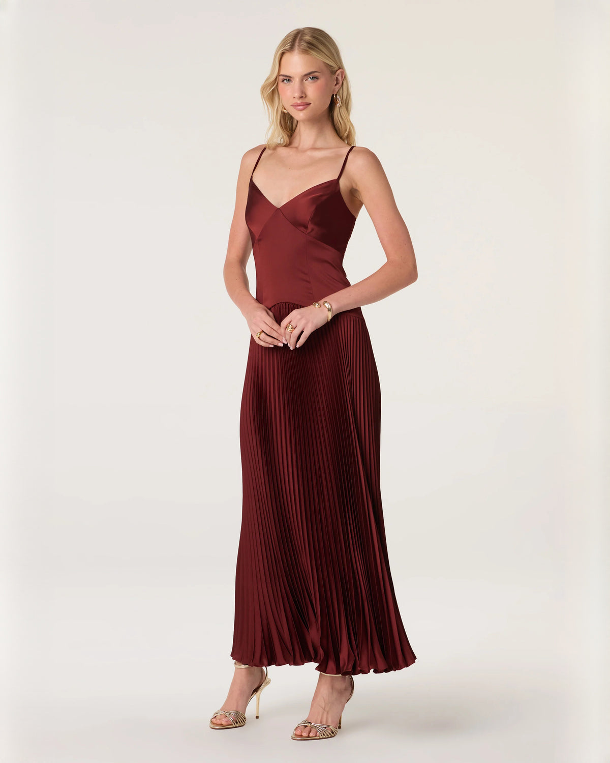 sleeveless satin a-line maxi bridesmaid dress - image 5
