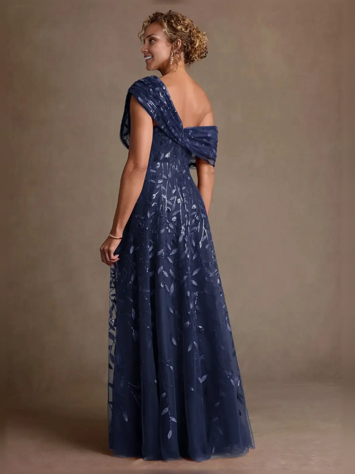 Dusty Rose short mother of the bride dress, alternate view showing the skirt and hem