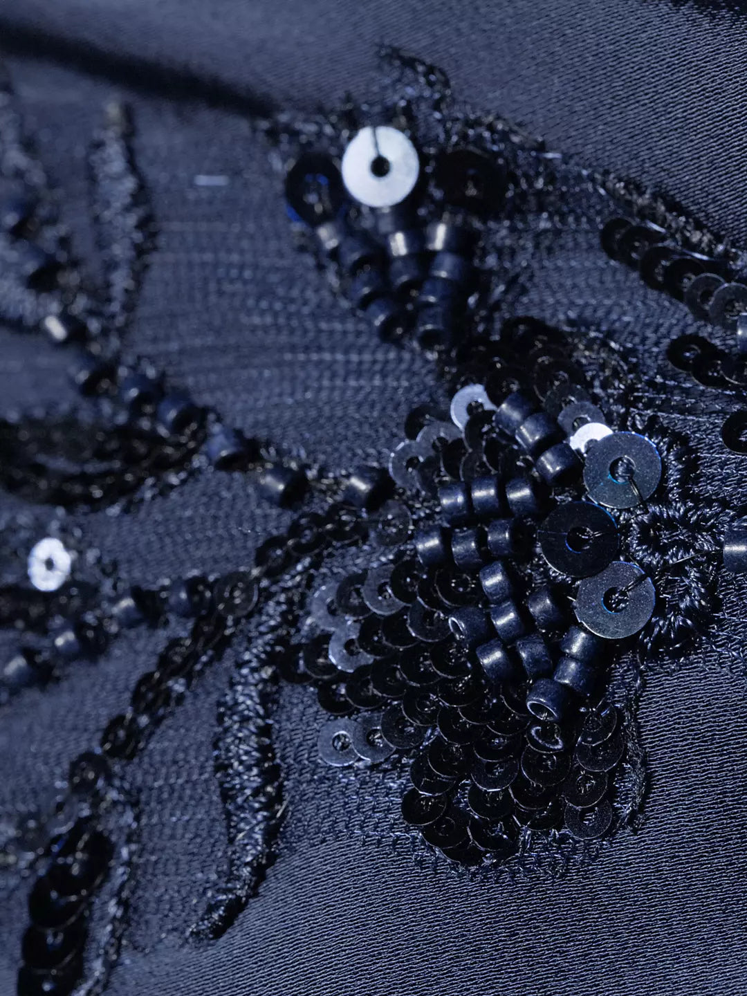 Dark Navy maxi mother of the bride dress, alternate view showing the skirt and hem