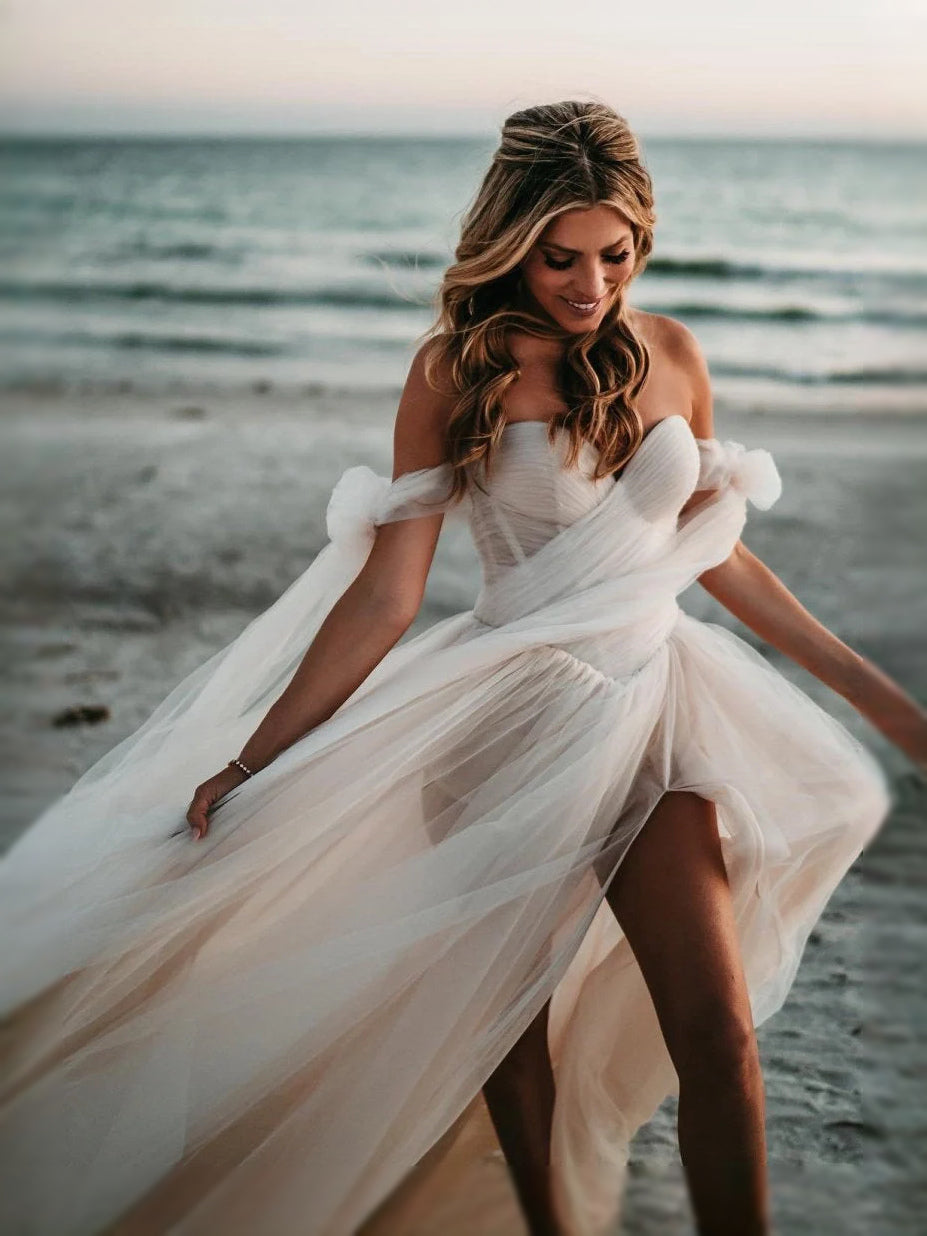 Champagne floor-length prom dress, alternate view showing the skirt and hem