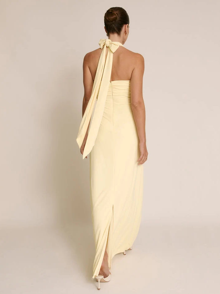 Black floor-length bridesmaid dress, alternate view showing the skirt and hem