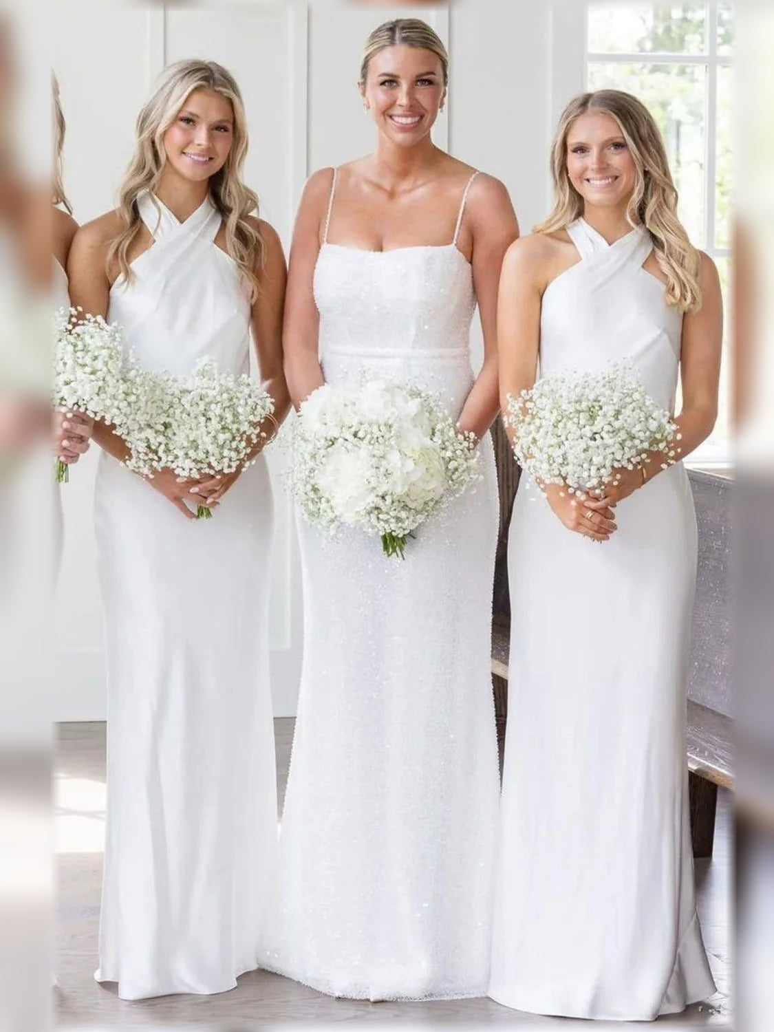 Black floor-length bridesmaid dress, alternate view showing the skirt and hem