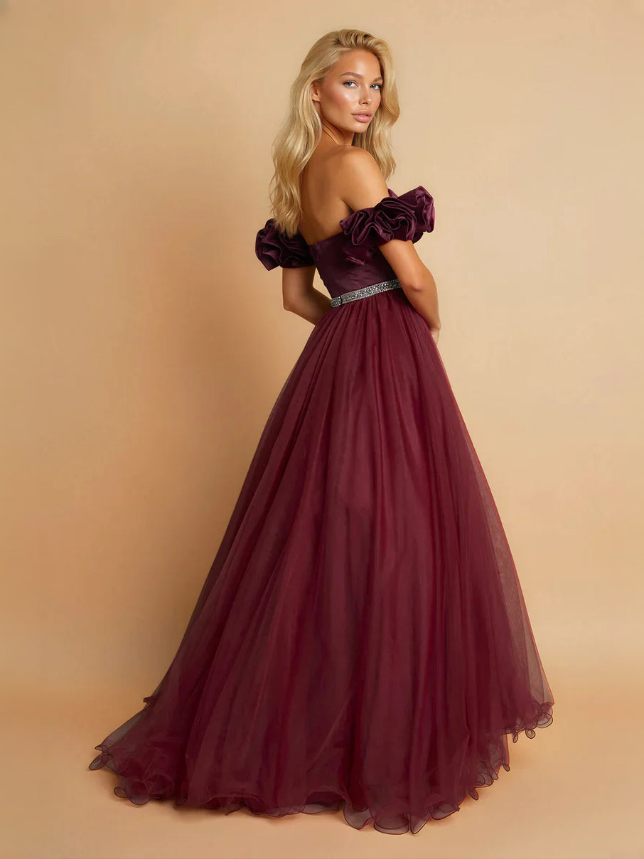 White floor-length prom dress, alternate view showing the skirt and hem