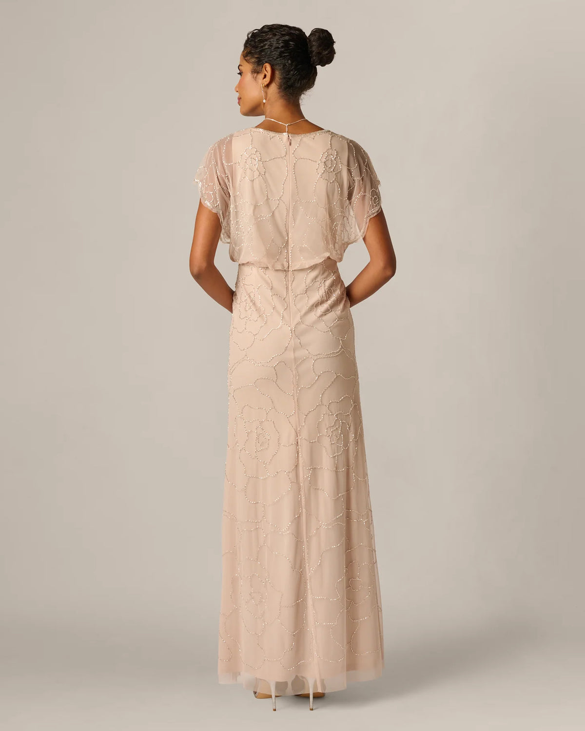 short-sleeve a-line maxi mother of the bride dress - image 5