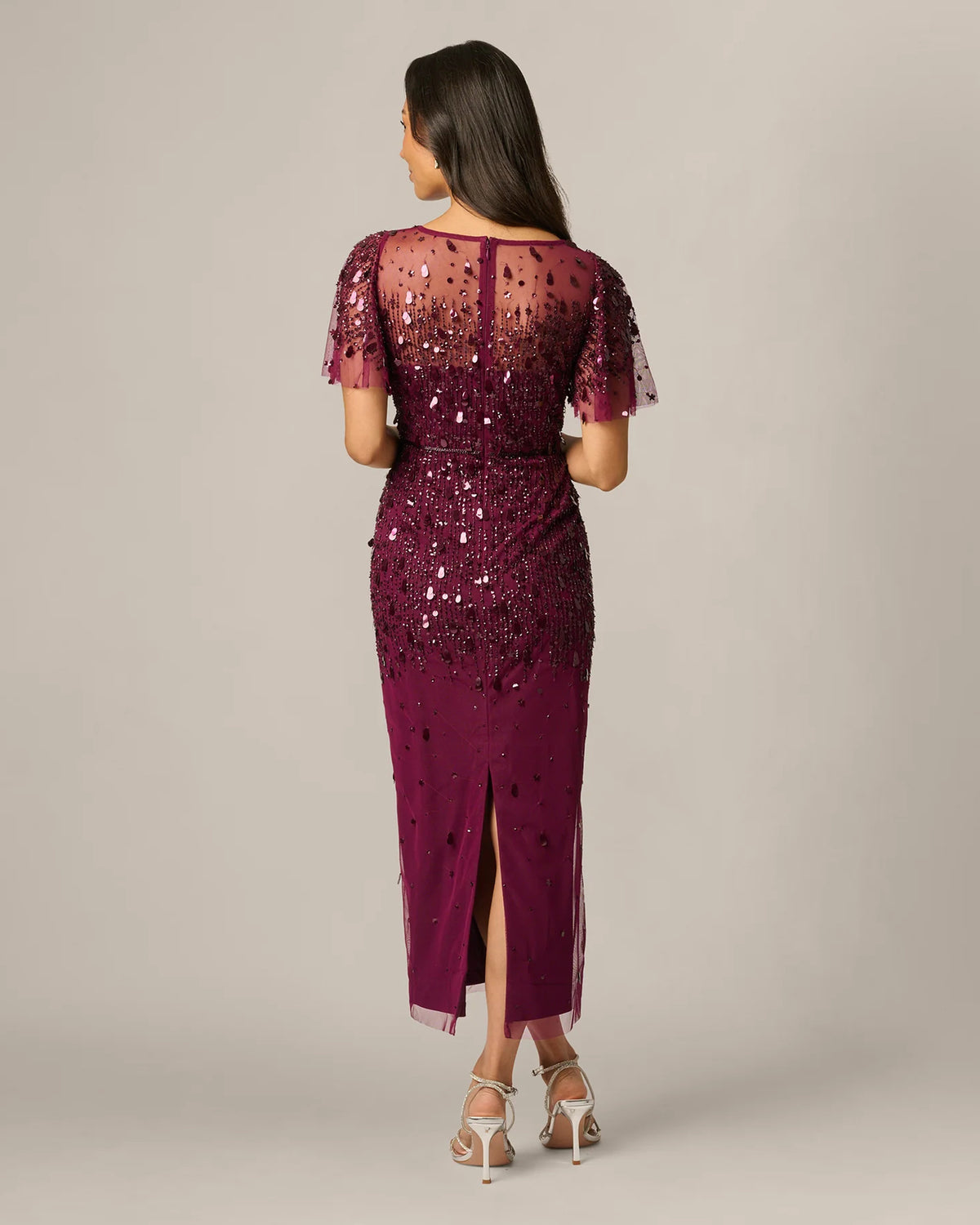 flutter-sleeve a-line midi mother of the bride dress - image 5