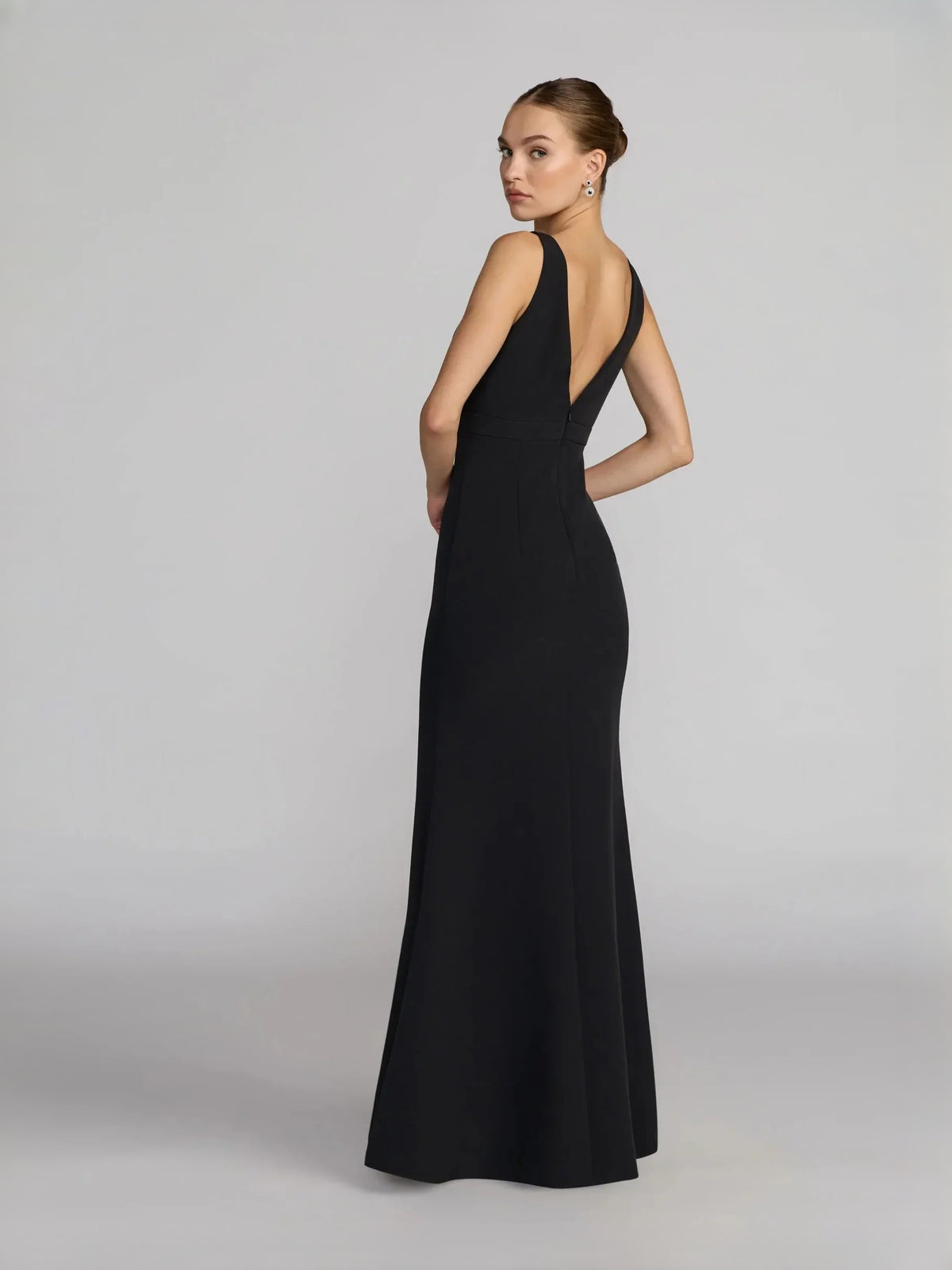 Lilac floor-length bridesmaid dress, alternate view showing the skirt and hem