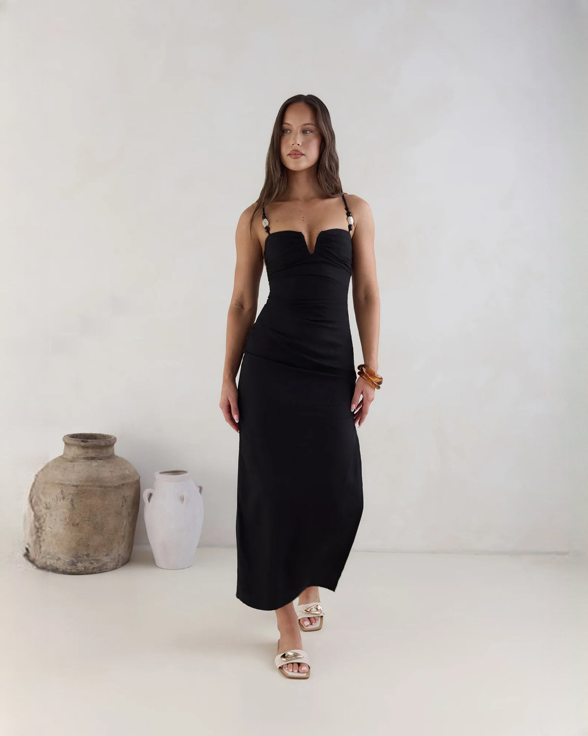 sleeveless satin a-line midi bridesmaid dress - image 5