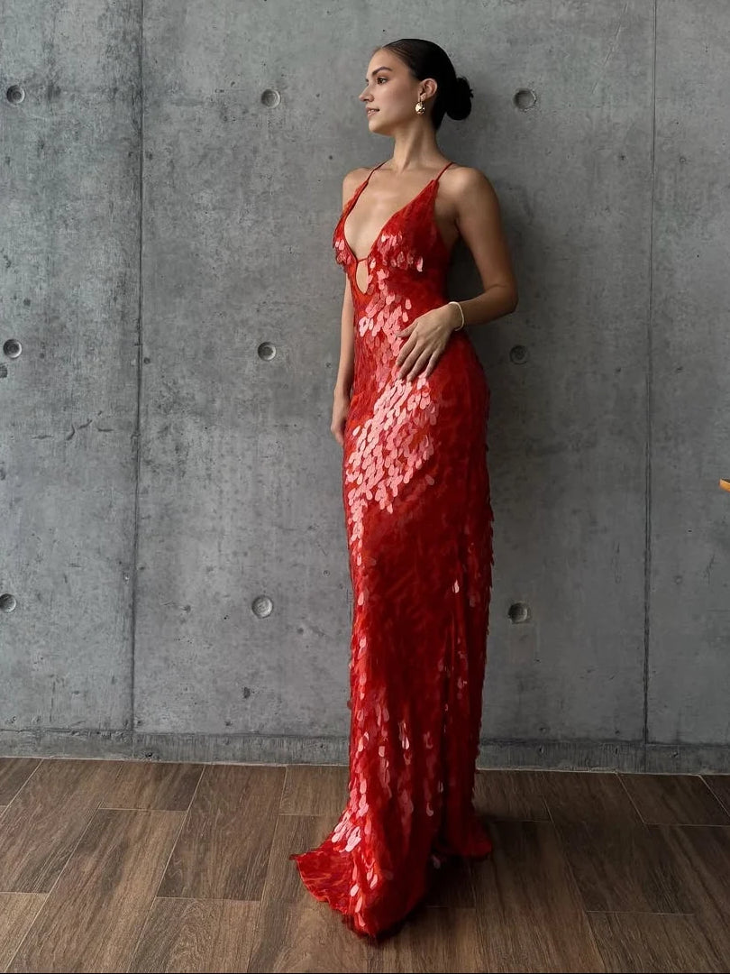 Burgundy mermaid floor-length formal dress with cutout detail, alternate view showing the skirt