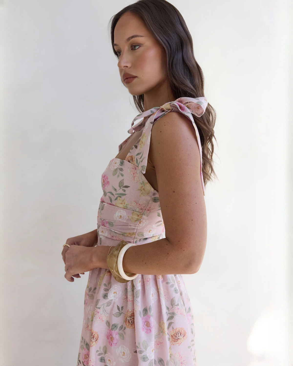 sleeveless satin a-line maxi bridesmaid dress - image 5