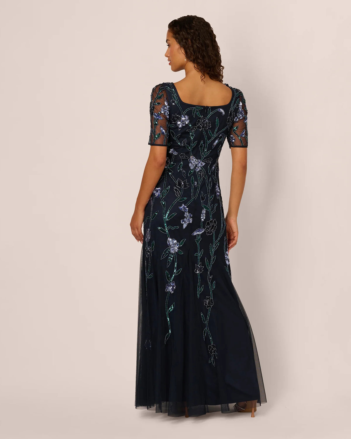 square neck a-line maxi mother of the bride dress - image 5