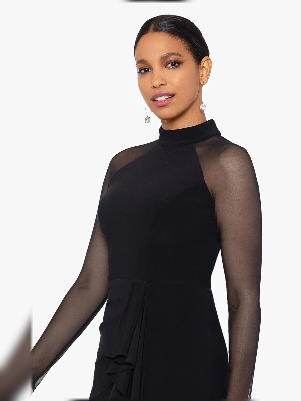 Dark Navy maxi mother of the bride dress, alternate view showing the skirt and hem