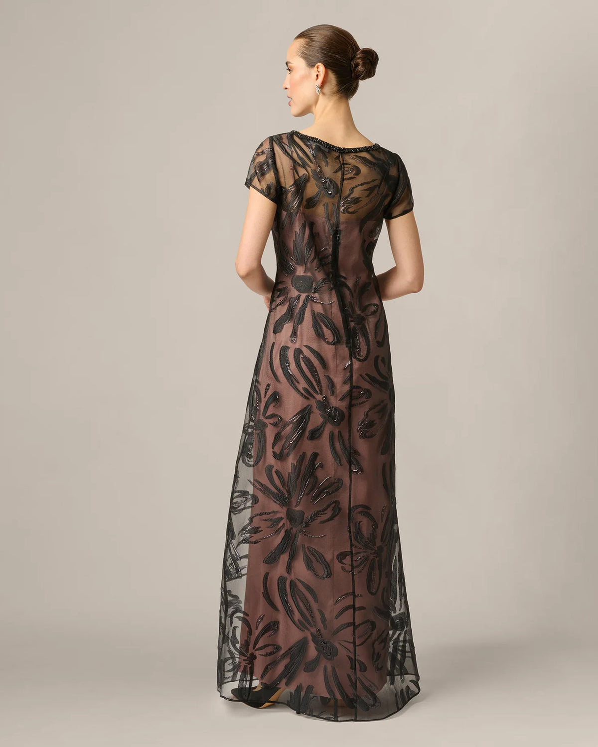 short-sleeve a-line maxi mother of the bride dress - image 5