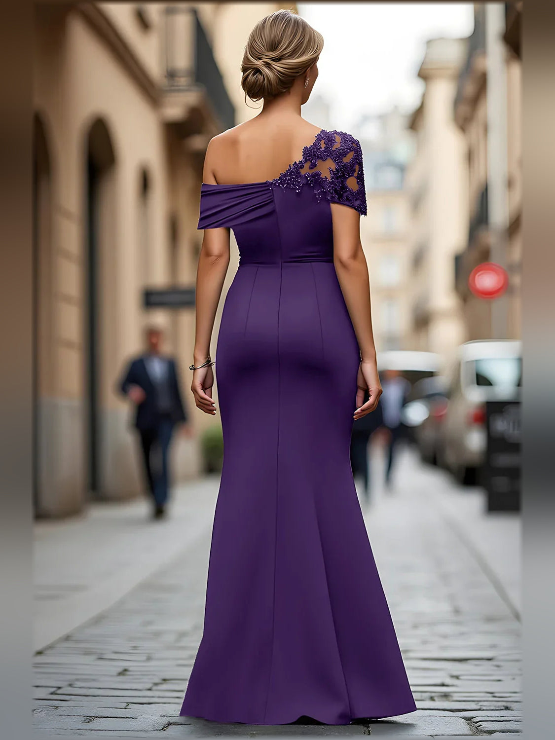 Dark Green mermaid floor-length formal dress with beading, alternate view showing the skirt
