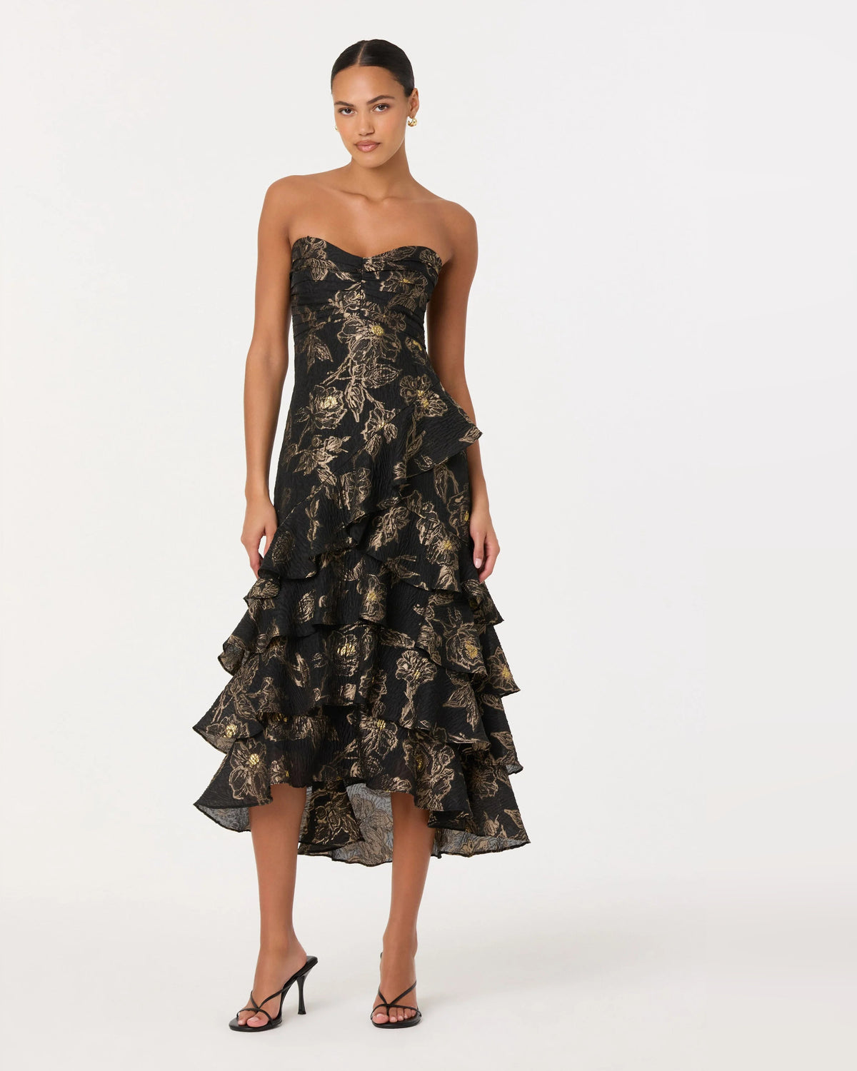 strapless a-line midi formal dress - image 5