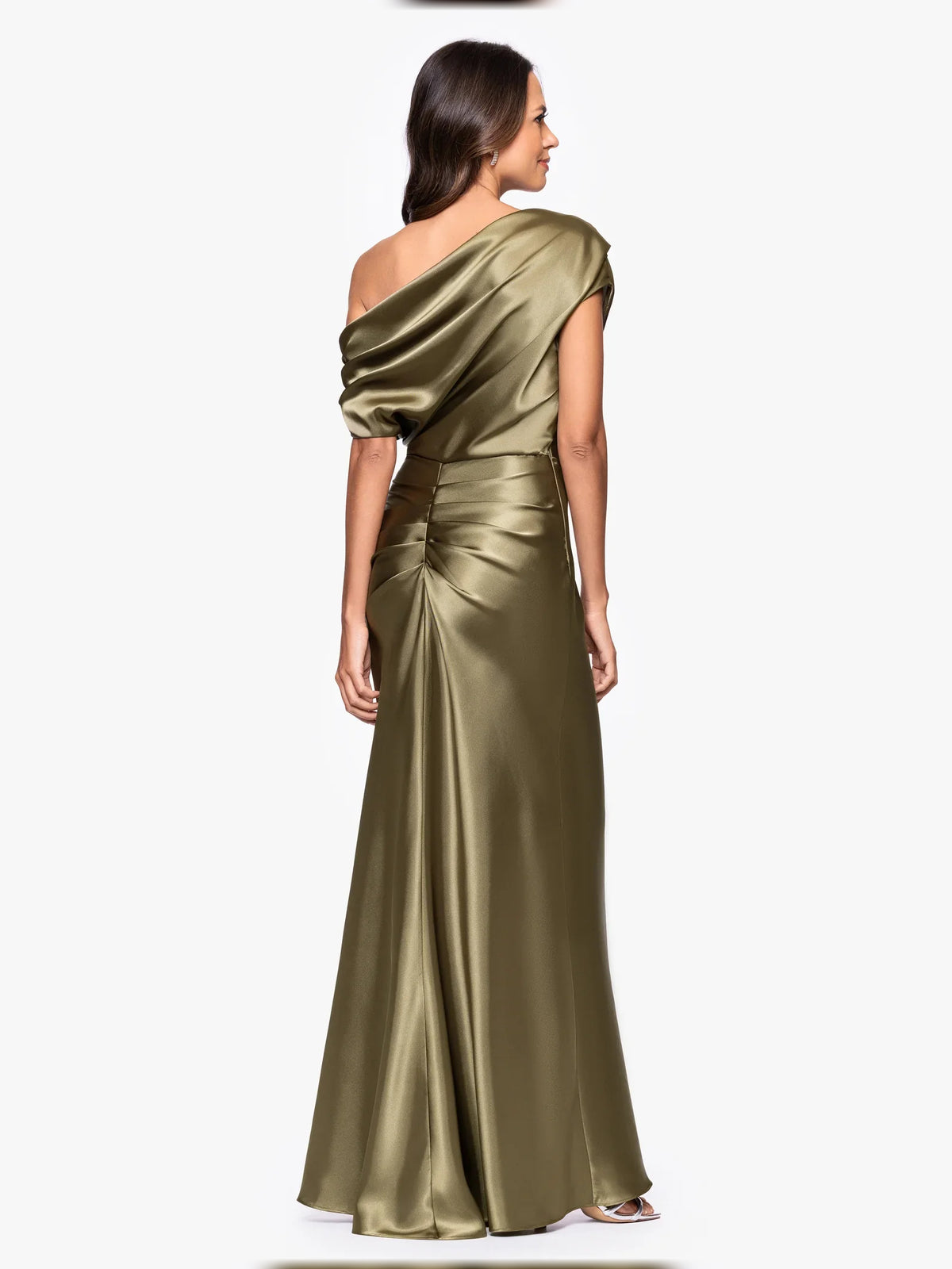 Burgundy floor-length mother of the bride dress, alternate view showing the skirt and hem