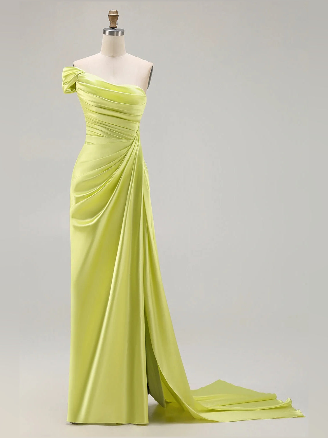 Lime Green floor-length prom dress, alternate view showing the skirt and hem
