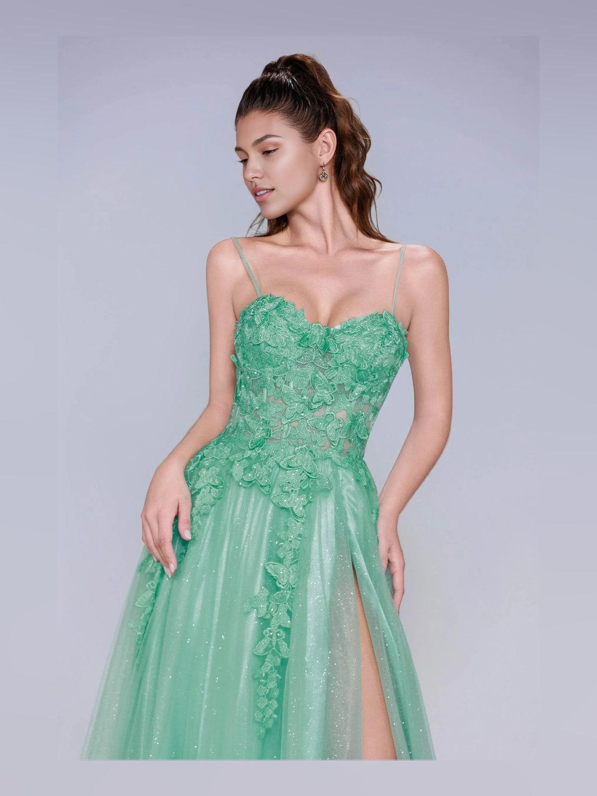 As Picture floor-length prom dress, alternate view showing the skirt and hem