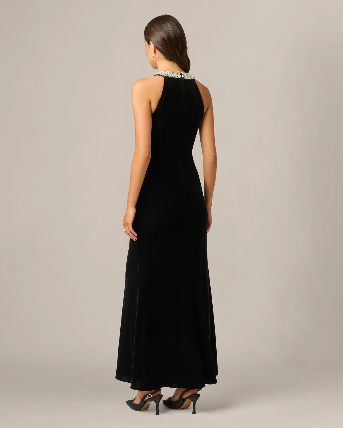 halter neck a-line maxi mother of the bride dress - image 5