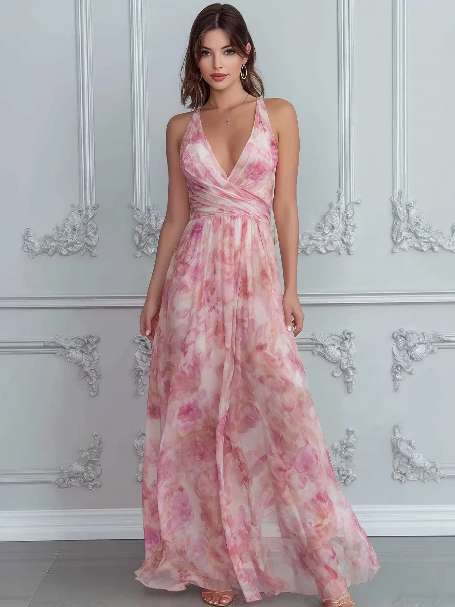 Dusty Pink floor-length bridesmaid dress, alternate view showing the skirt and hem
