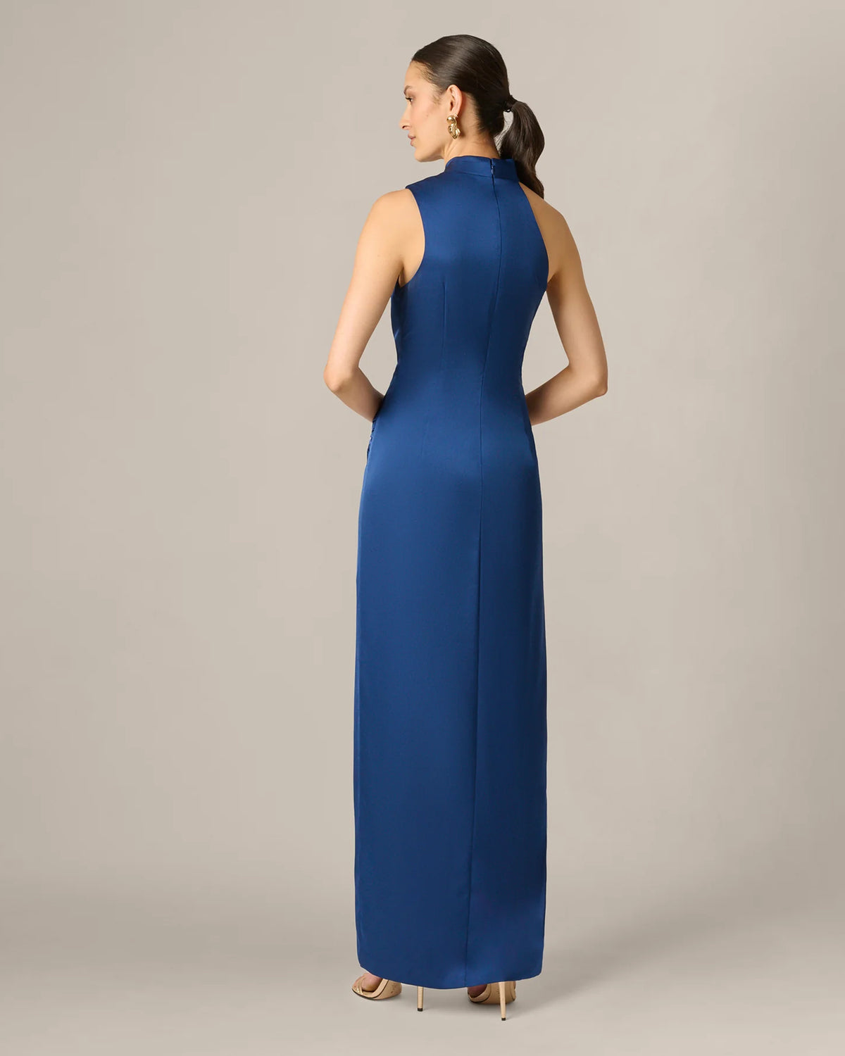 halter neck a-line maxi mother of the bride dress - image 5