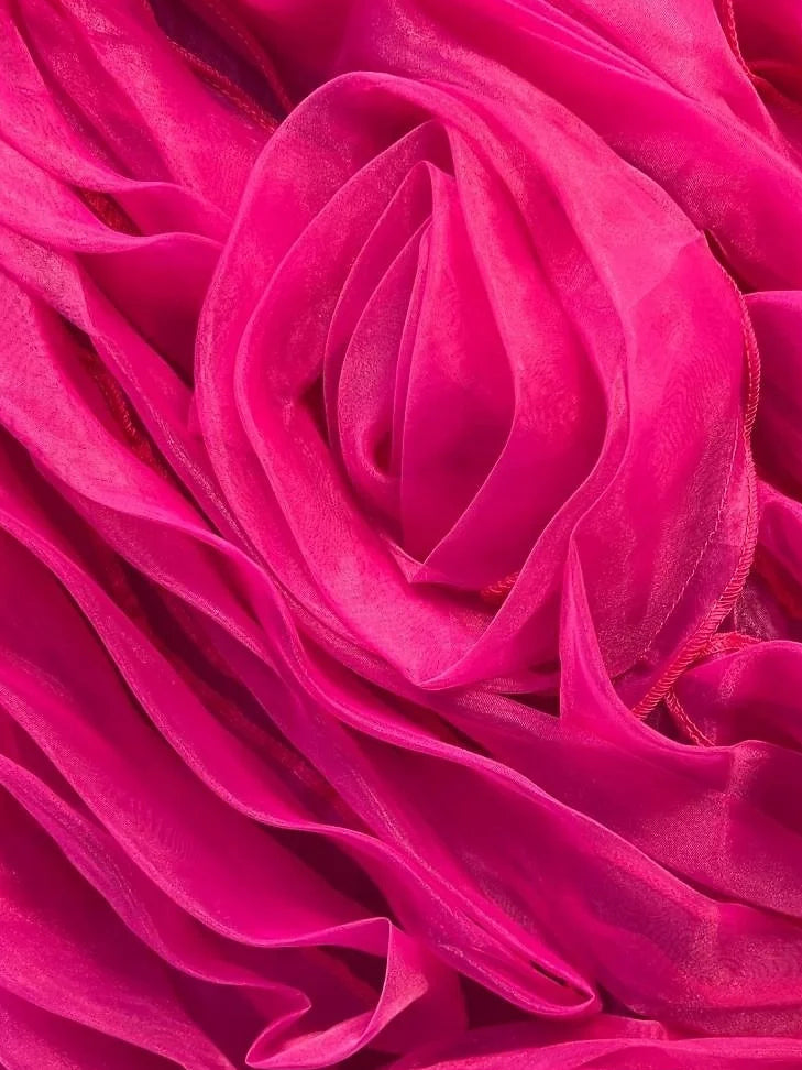 Hot Pink floor-length prom dress, alternate view showing the skirt and hem