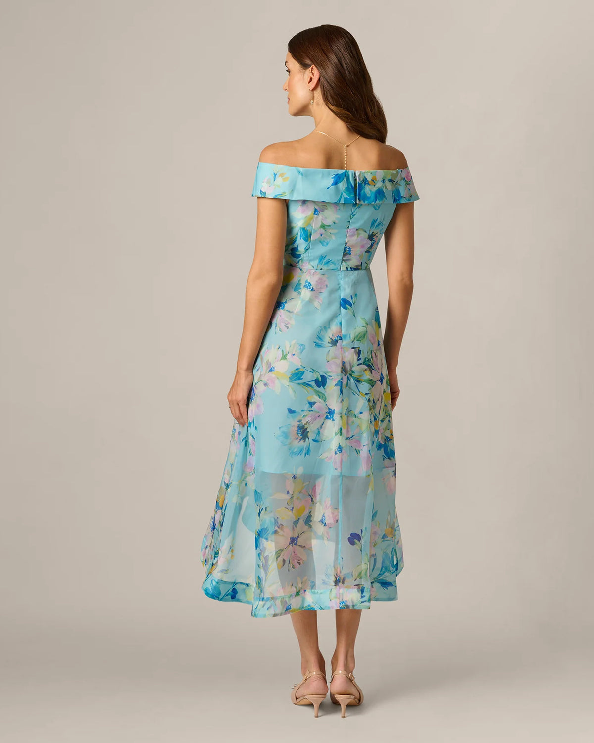 off-shoulder a-line midi mother of the bride dress - image 5