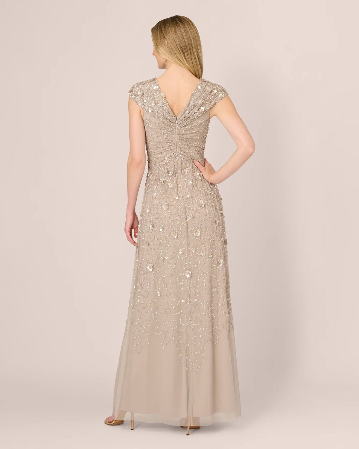 cap-sleeve a-line maxi mother of the bride dress - image 5
