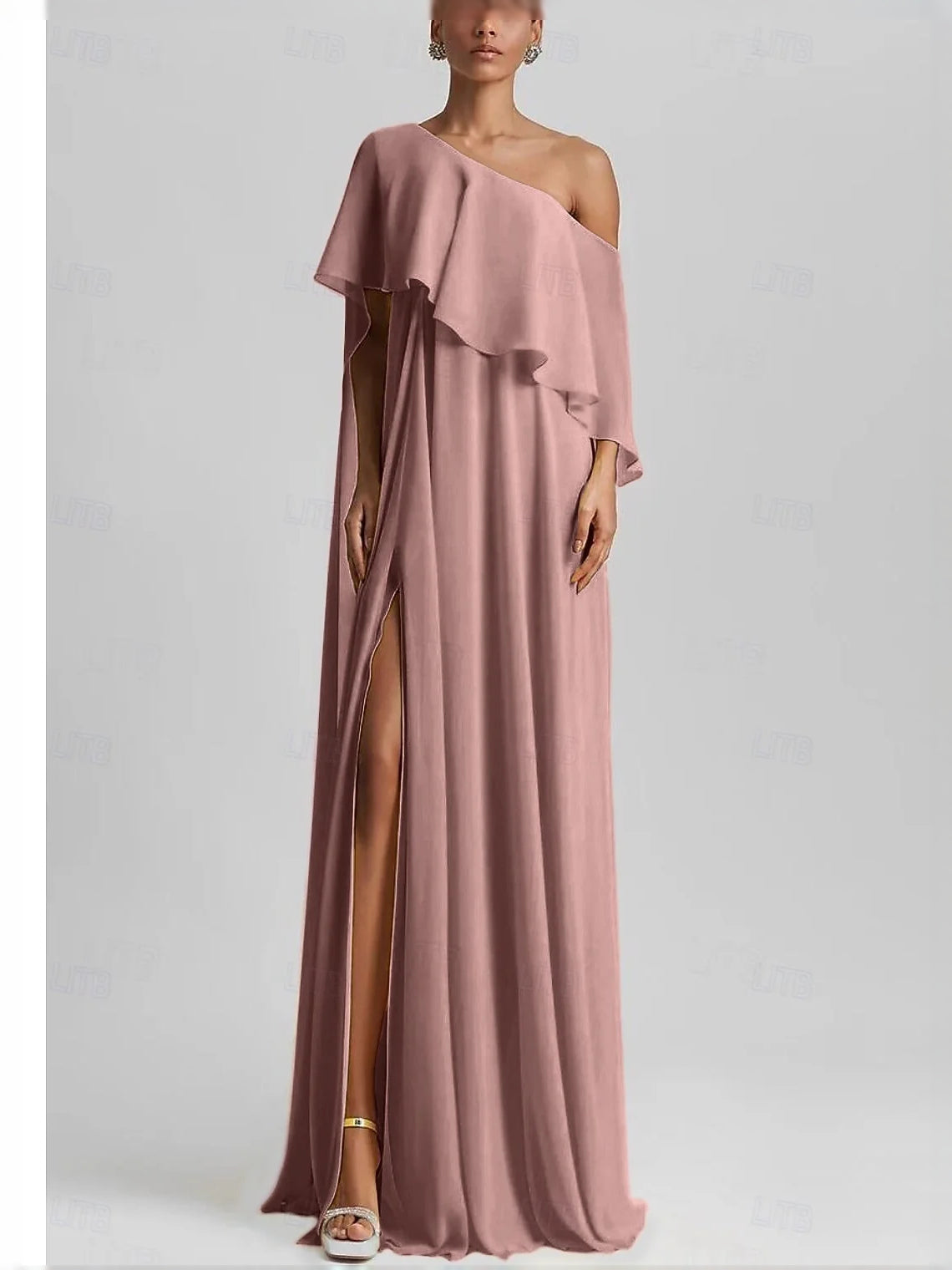 Canary maxi prom dress, alternate view showing the skirt and hem