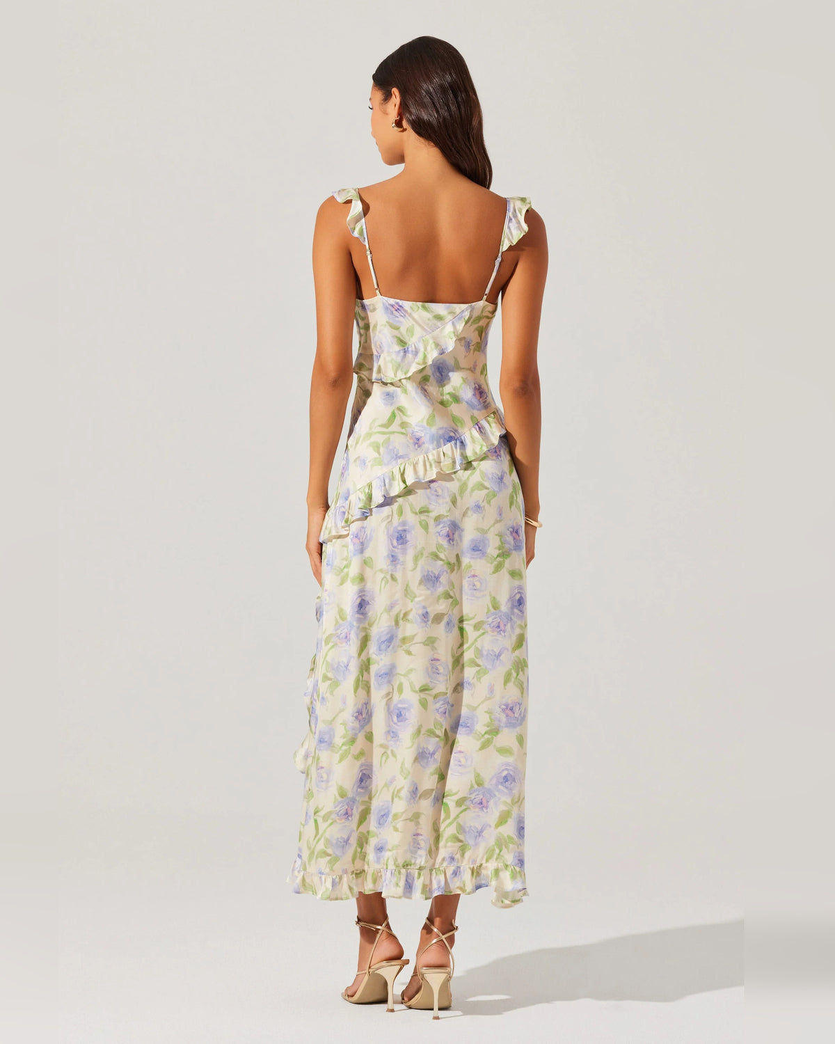 spaghetti strap a-line midi formal dress - image 5