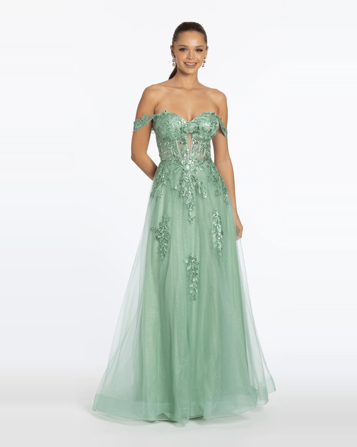 off shoulder ball-gown floor-length prom dress - image 5