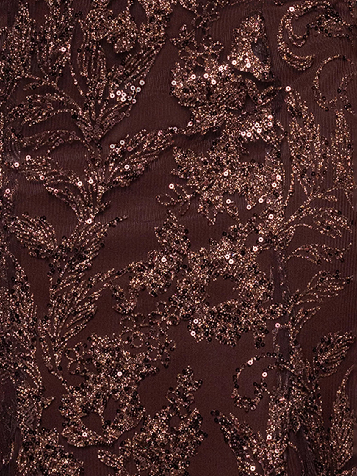 Chocolate mermaid floor-length formal dress with sequins, alternate view showing the skirt