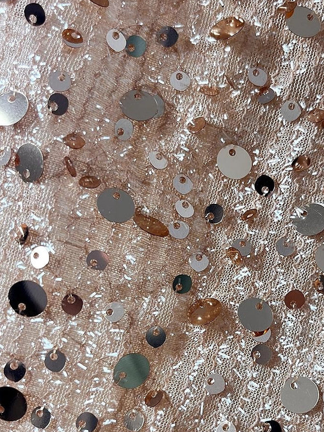 Gold maxi prom dress, alternate view showing the skirt and hem