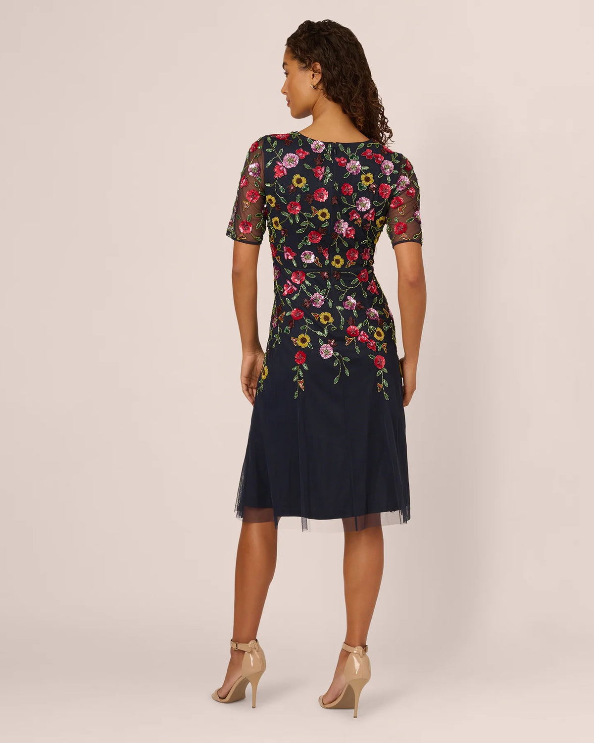 short-sleeve a-line midi mother of the bride dress - image 5