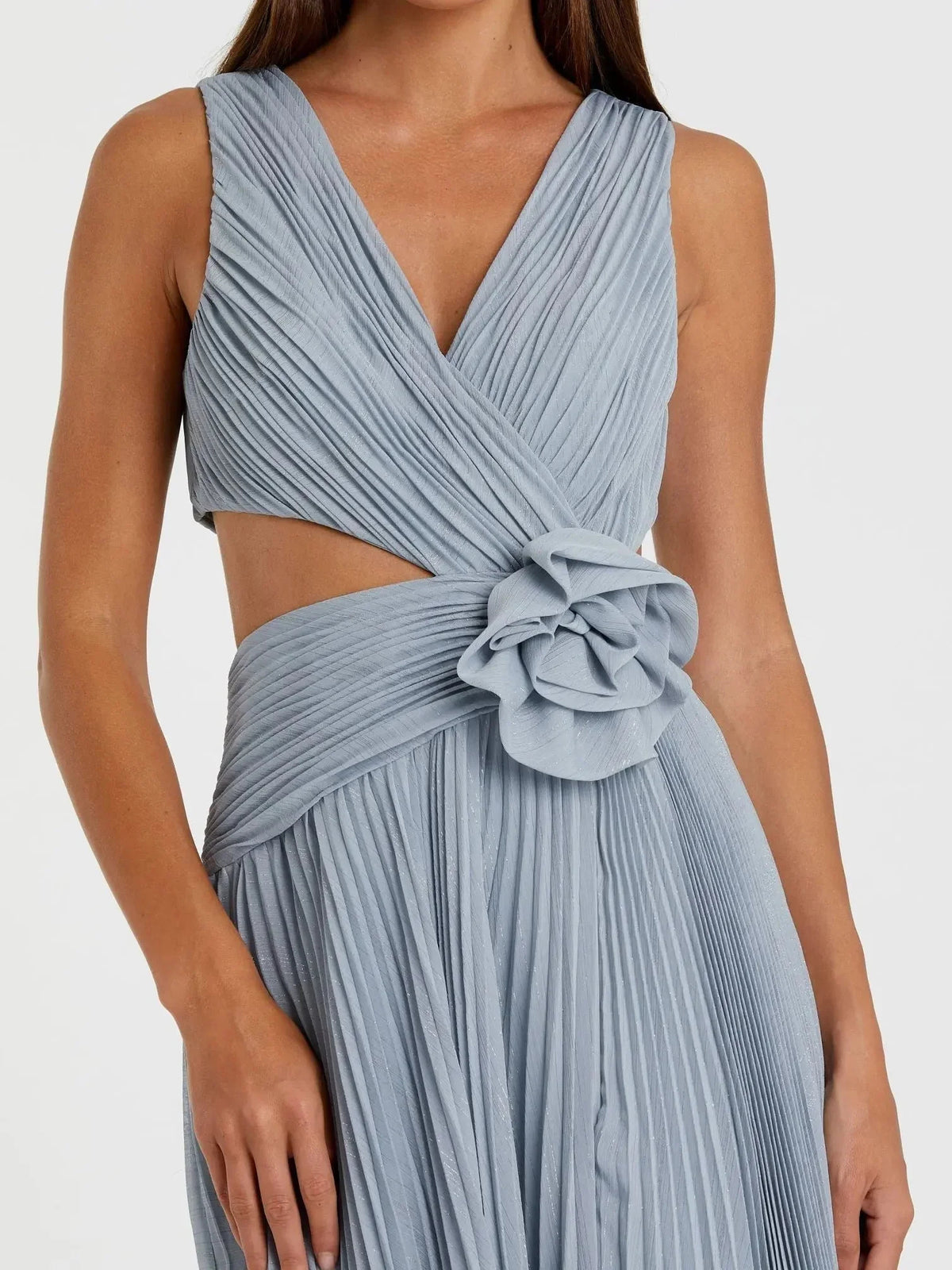 Mauve maxi prom dress, alternate view showing the skirt and hem