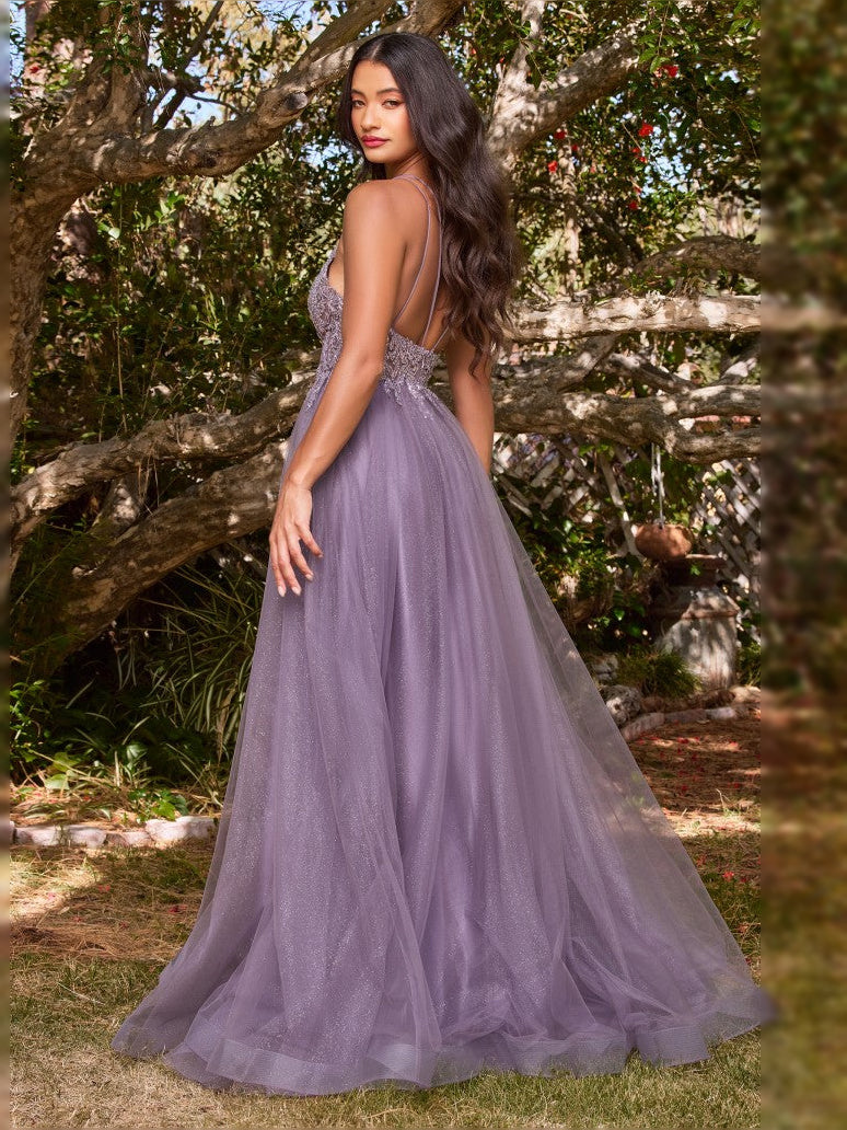 Wisteria floor-length prom dress, alternate view showing the skirt and hem