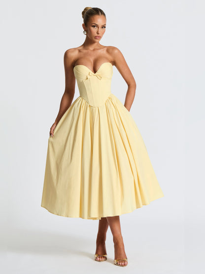 Lemon midi formal dress, alternate view showing the skirt