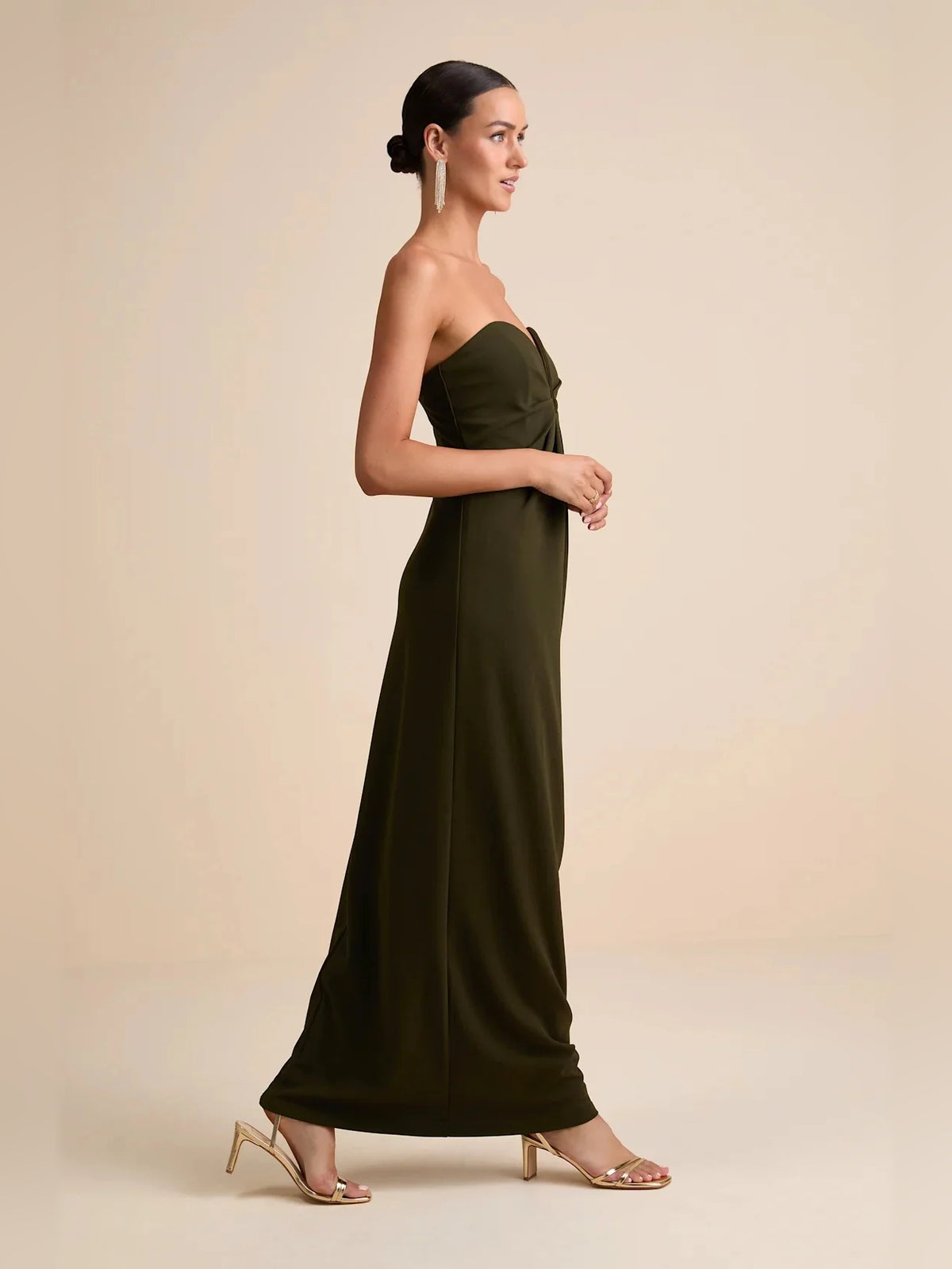 Black maxi homecoming dress, alternate view showing the skirt and hem