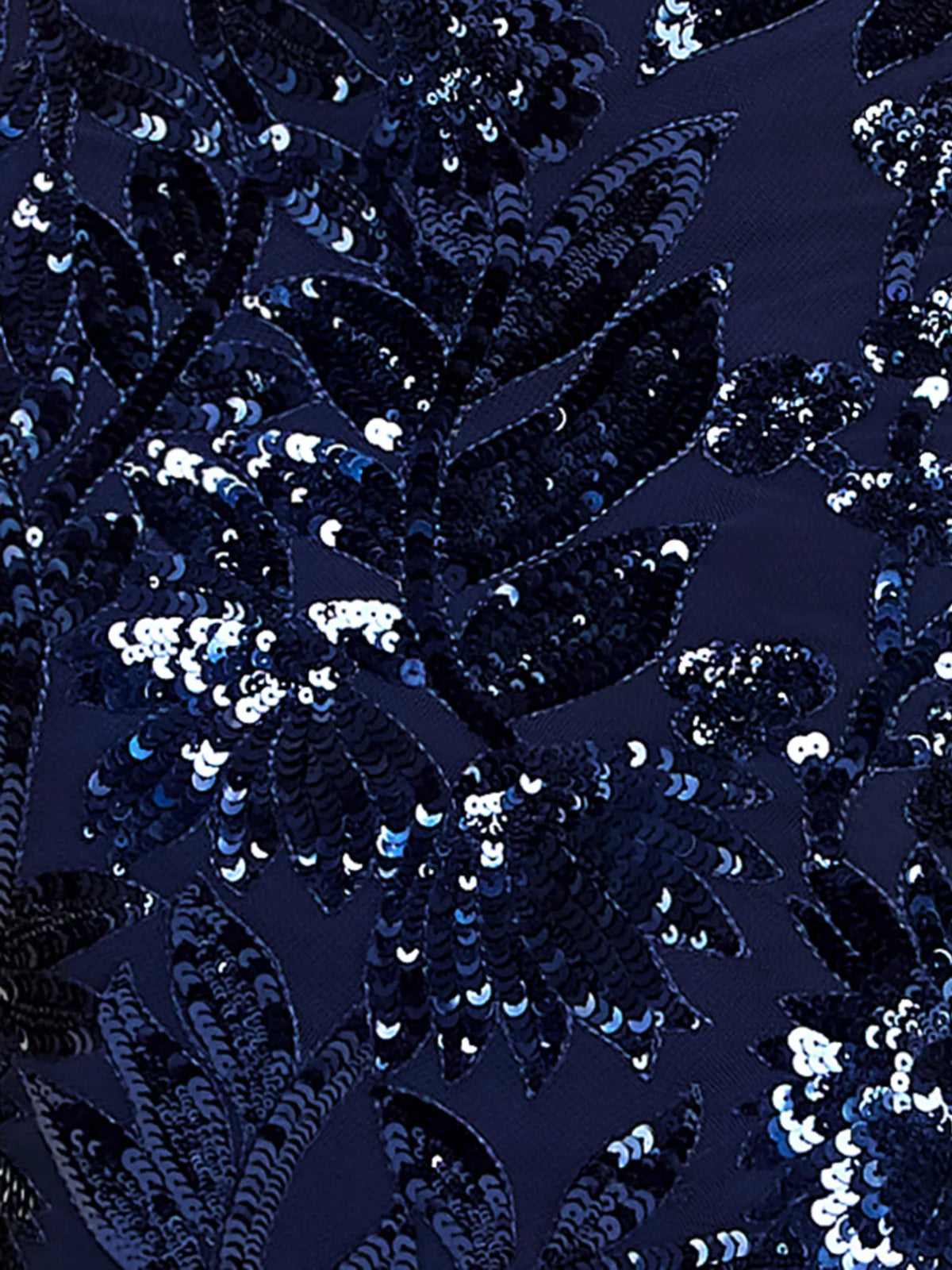 Navy Blue mermaid floor-length formal dress with skirt slit, alternate view showing the skirt