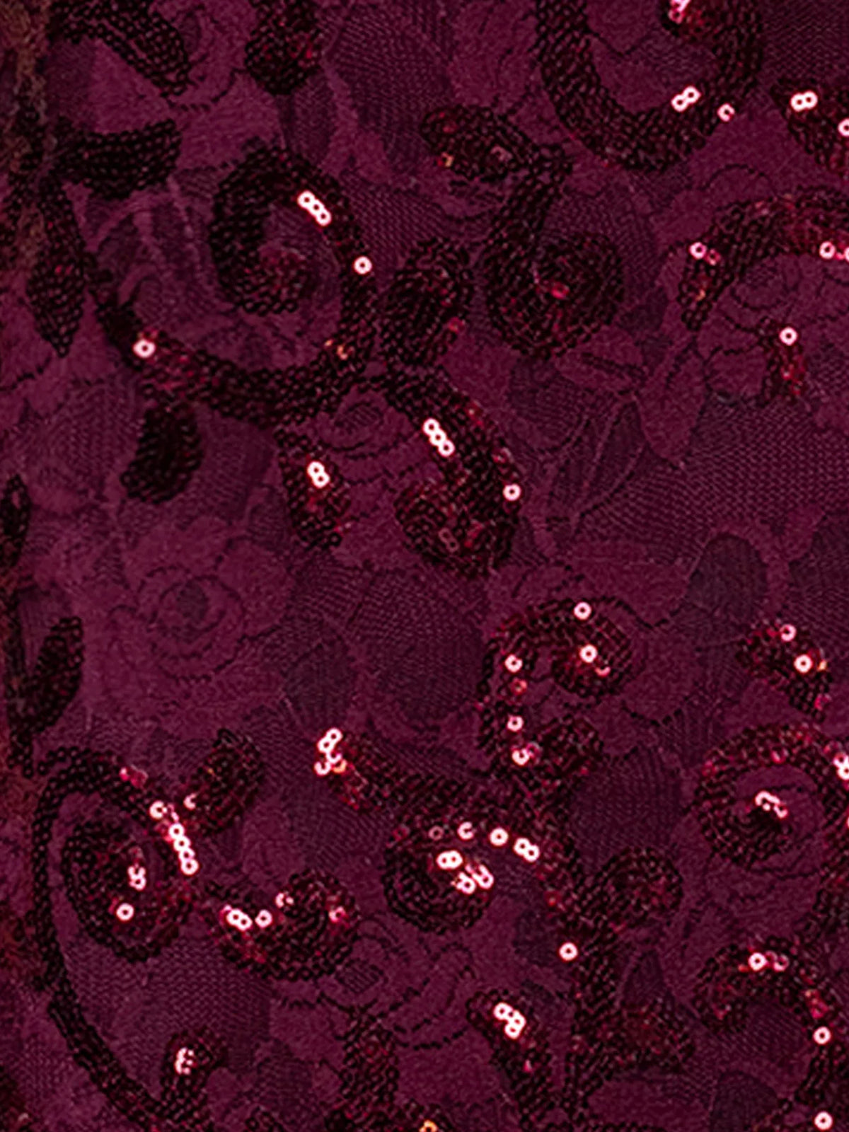 Wine mermaid floor-length formal dress with sequins, alternate view showing the skirt