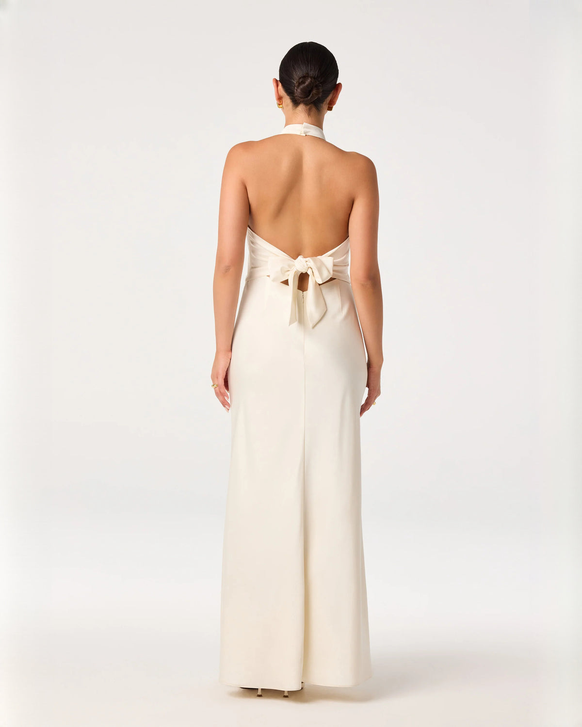 halter neck satin a-line maxi bridesmaid dress - image 5