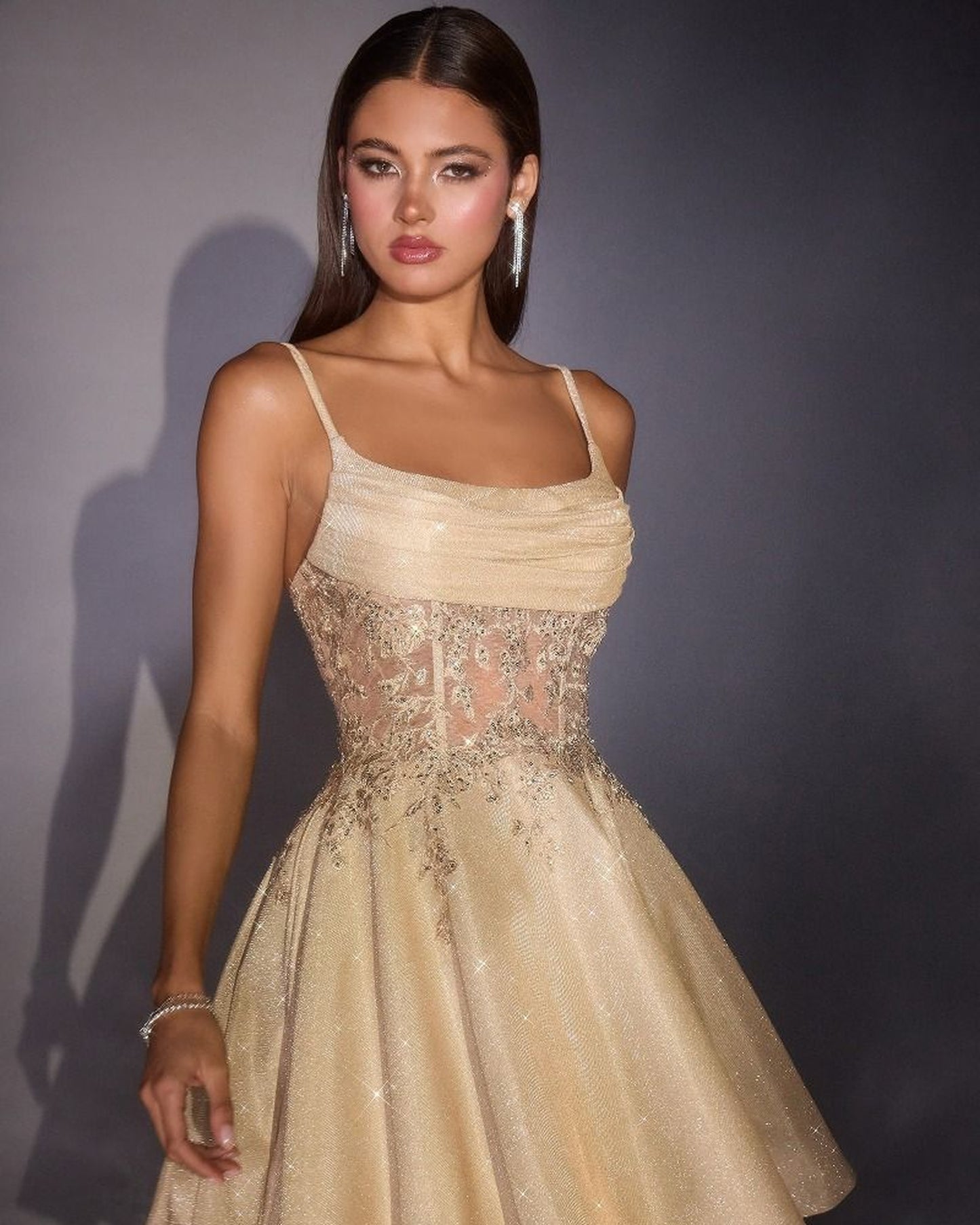 maggie glitter fit flare mini homecoming dress - image 6