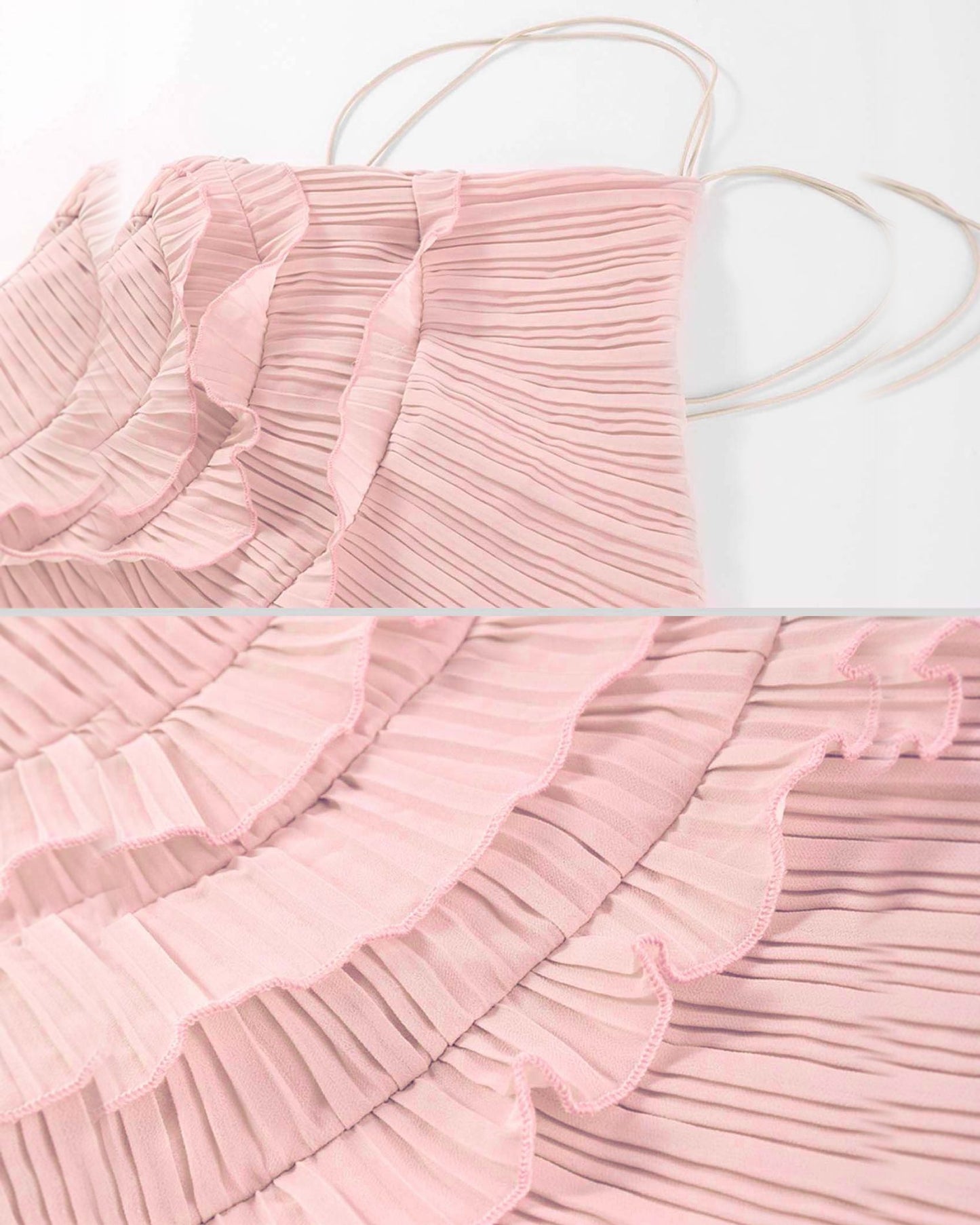 dusty rose asymmetrical halter chiffon formal dress with pleated ruffles - image 6