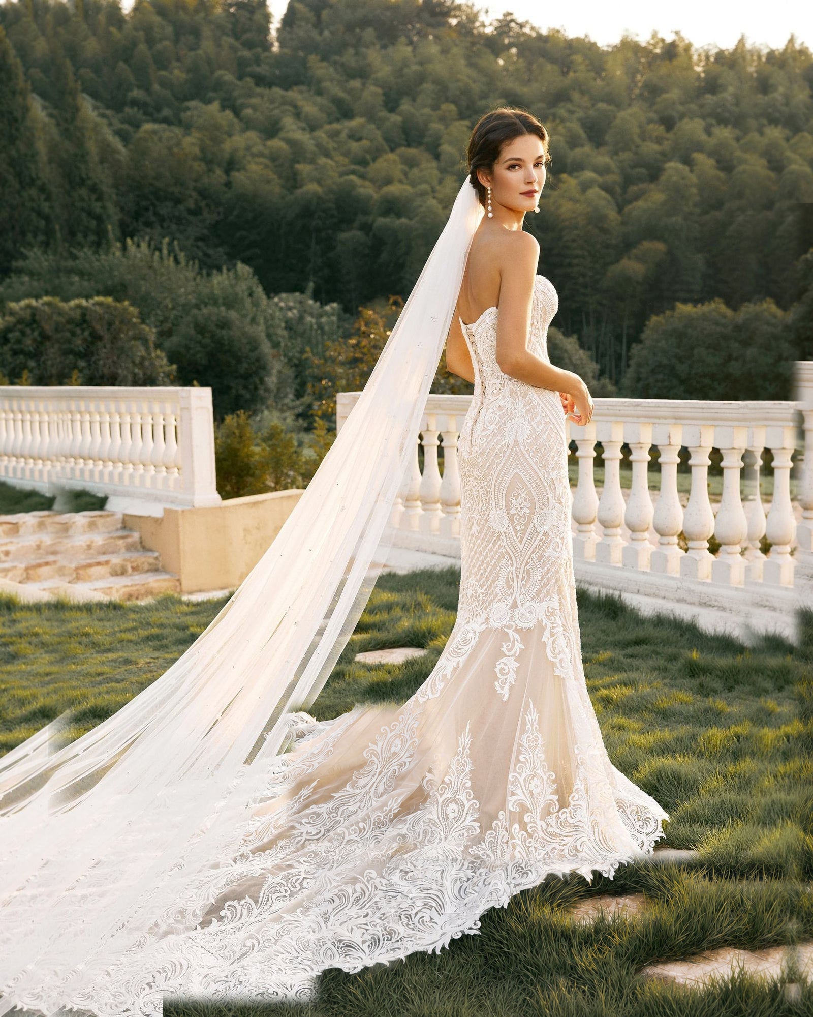 strapless sweetheart lace mermaid wedding dress - image 6