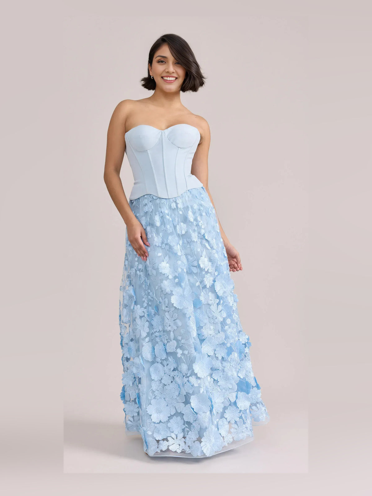 Light Blue floor-length prom dress, alternate view showing the full-length profile