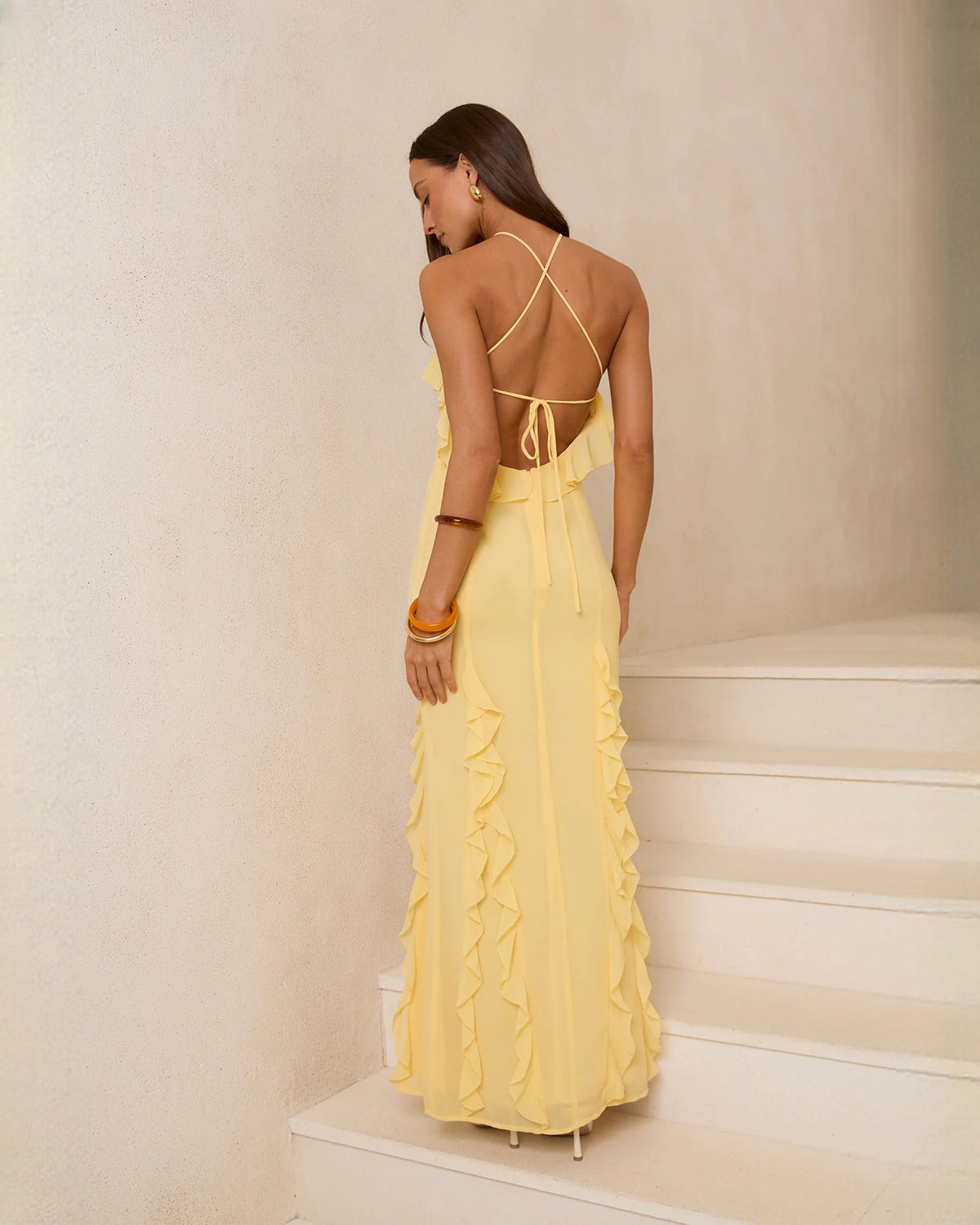 sleeveless chiffon a-line maxi bridesmaid dress - image 6