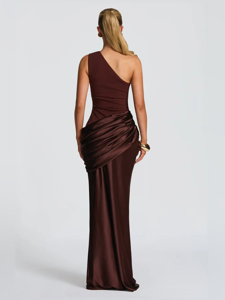 Light Blue mermaid floor-length formal dress with draping, alternate view showing the hem