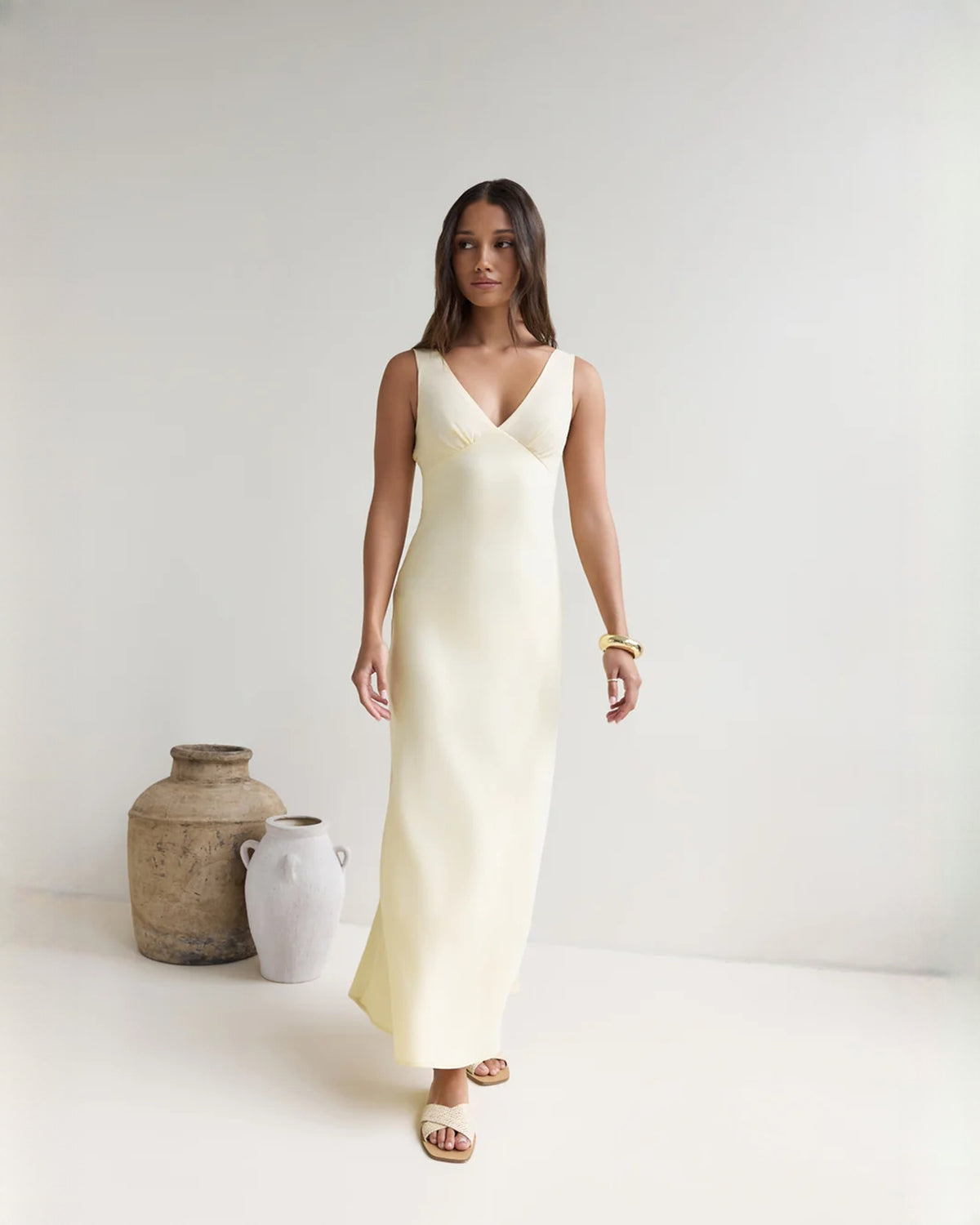 sleeveless satin a-line maxi bridesmaid dress - image 6