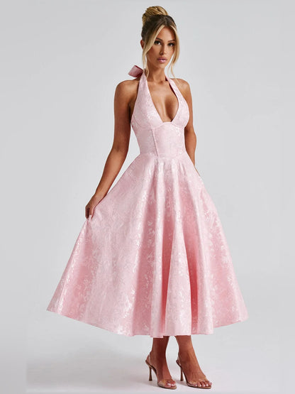 Blush midi formal dress, alternate view showing the hem