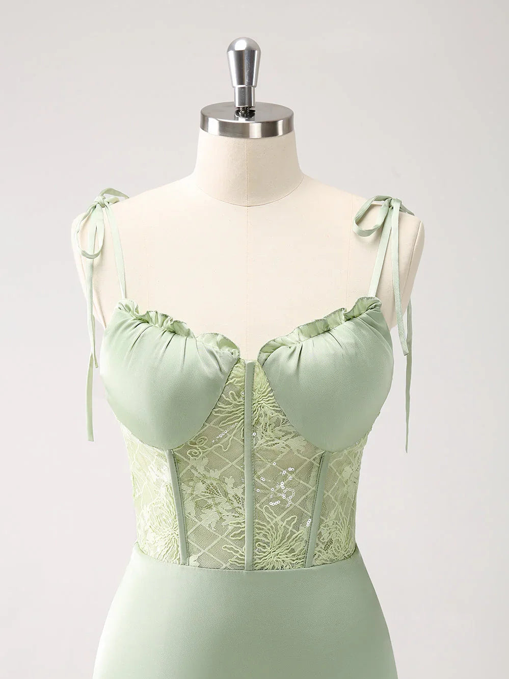Light Pink sheath floor-length formal dress with corset-style bodice, alternate view showing the hem