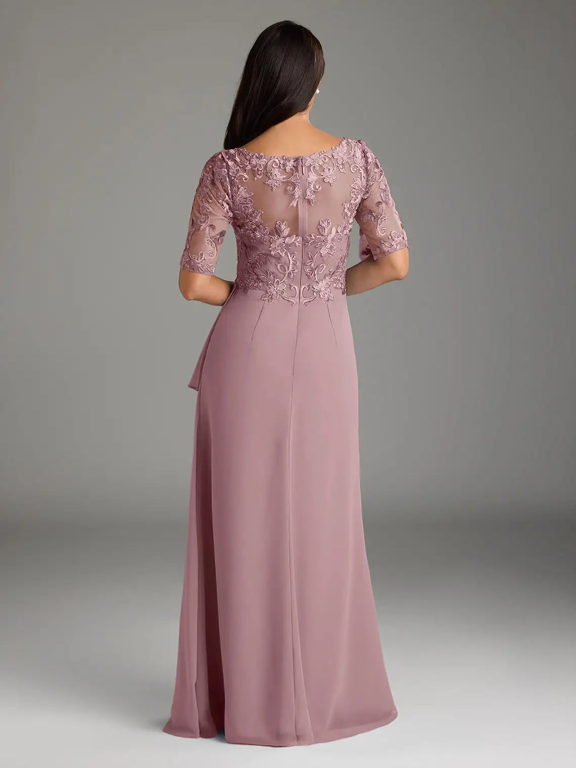 Dark Navy maxi mother of the bride dress, alternate view showing the full-length profile